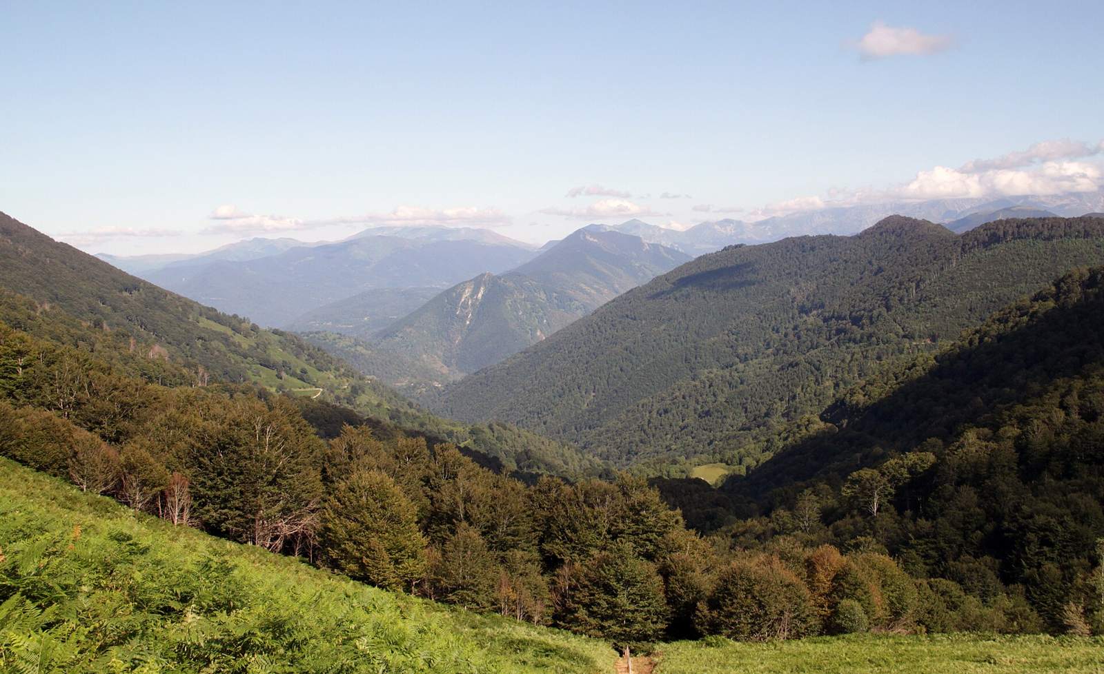 Vue prise depuis le col de la Core ( altitude 1365 mètres, Hautes-Pyrénées ), en Août 2018.