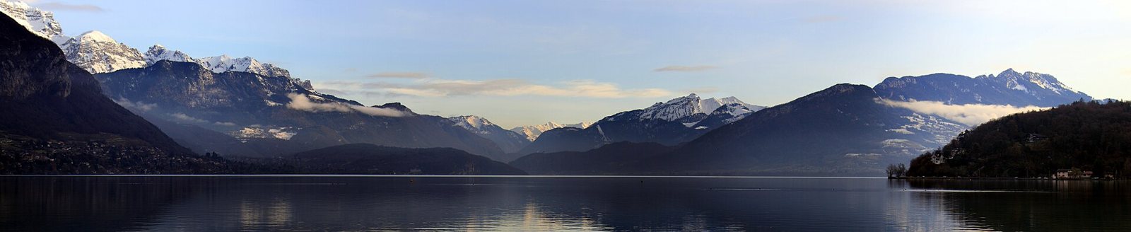 Panoramic view of mounts facing Lake of Annecy