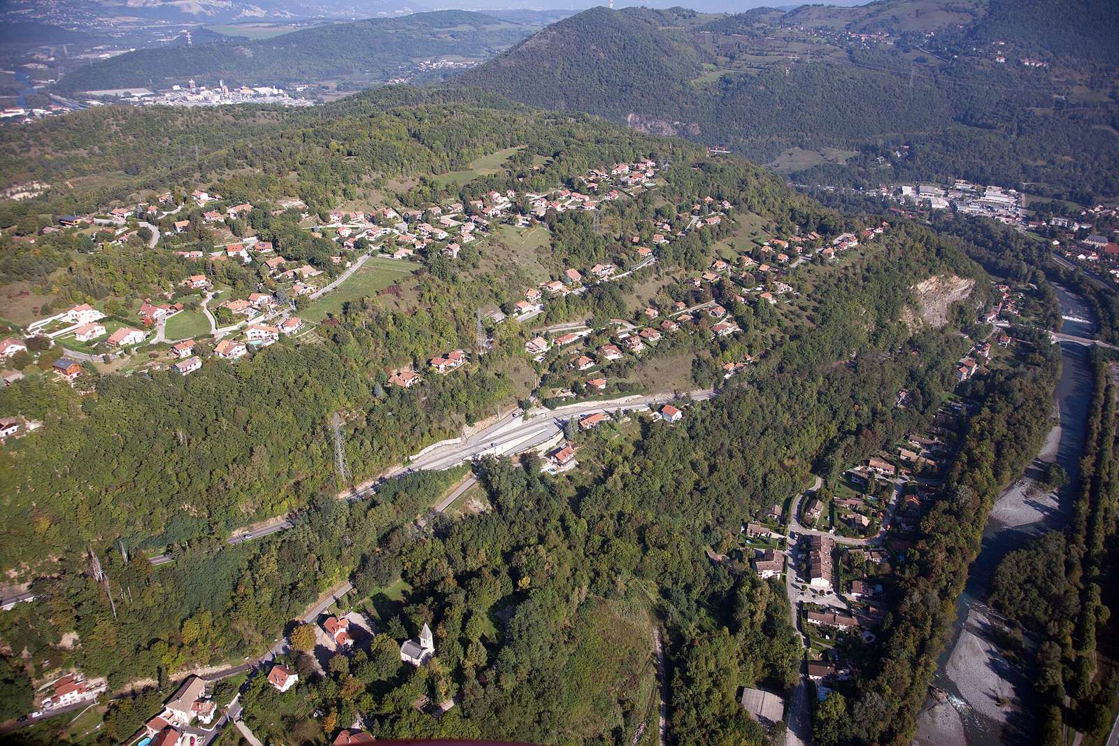 Vue aérienne de Notre Dame de Mésage, Isère, France