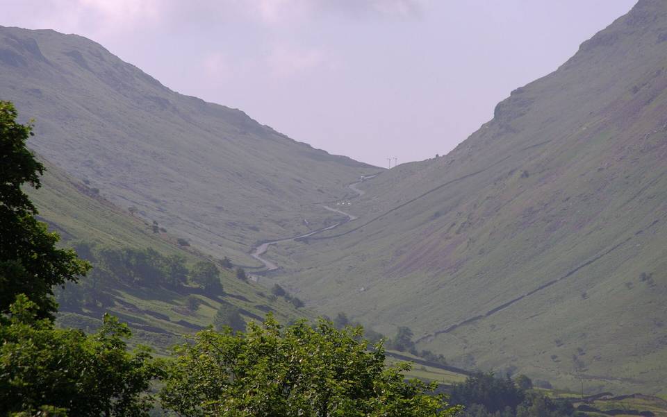 Looking up Kirkstone Pass from near Hartsop.