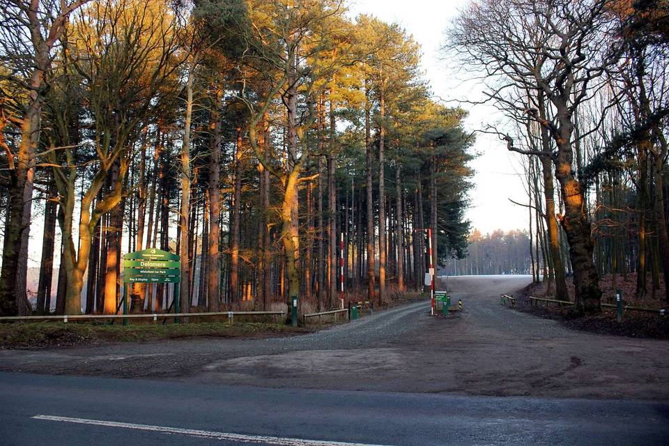 Entrance to Whitefield Car Park, Delamere Forest