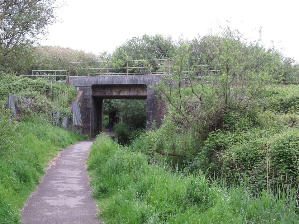Former canal and railway route in Burry Port
