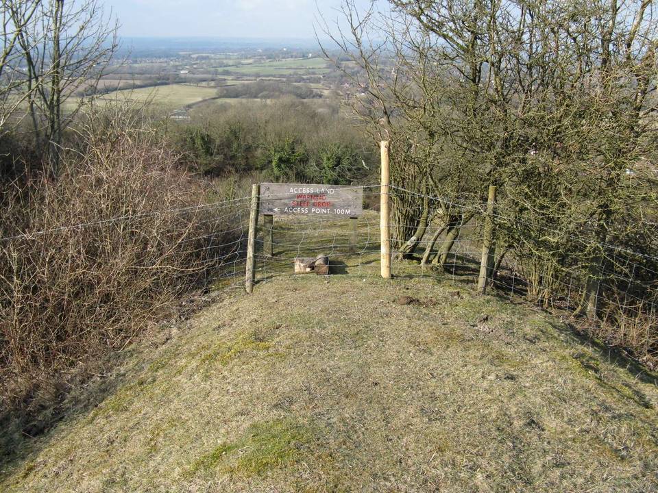 Warning sign at Access land below Ditchling Beacon