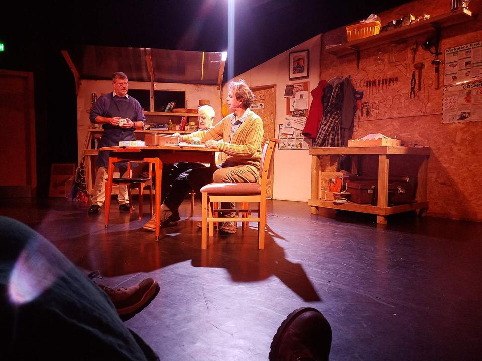 Clare Prenton's play Men Dont Talk with Billy Mack,Dougal Lee and Greg Powrie at the Heart of Hawick Theatre in 25 Oct 2024