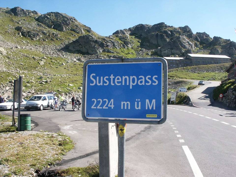 Switzerland, Sustenpass, Susten high alpine pass route, road sign 2224 meters