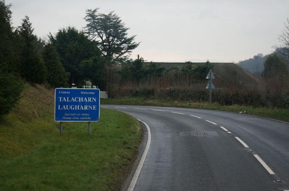 The A4066 enters Laugharne