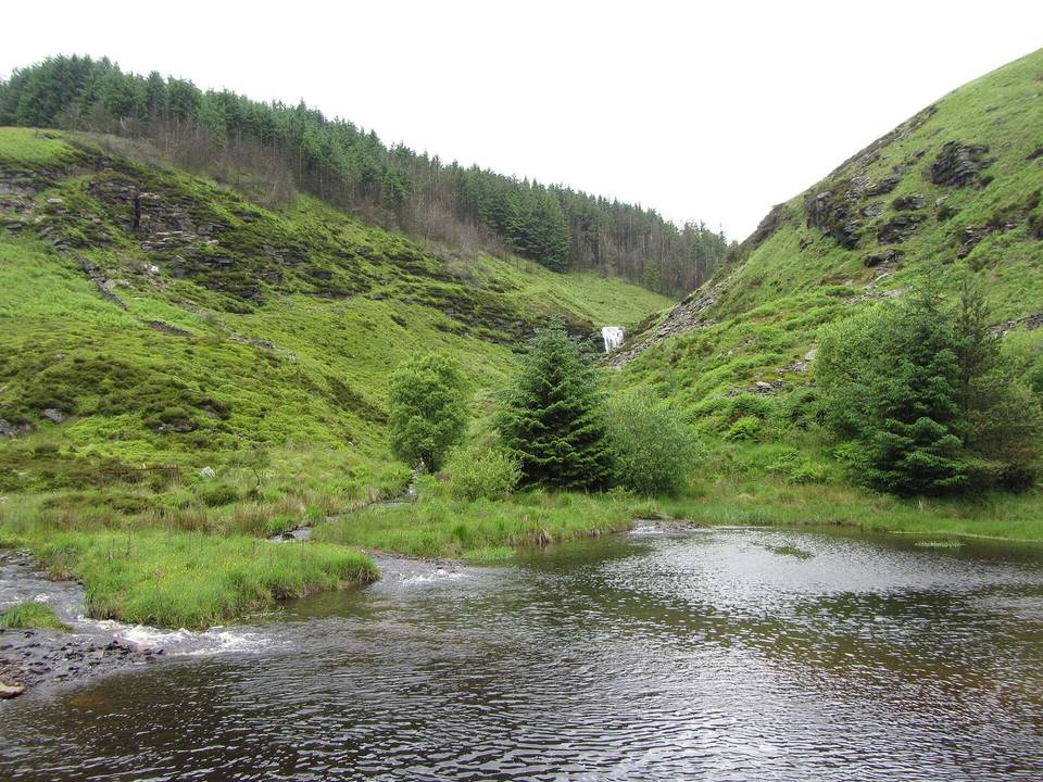 Looking towards the waterfall on the Nant Carnfoesen