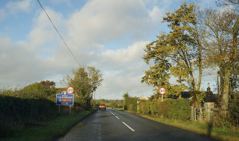 Entering Coldingham on the A1107