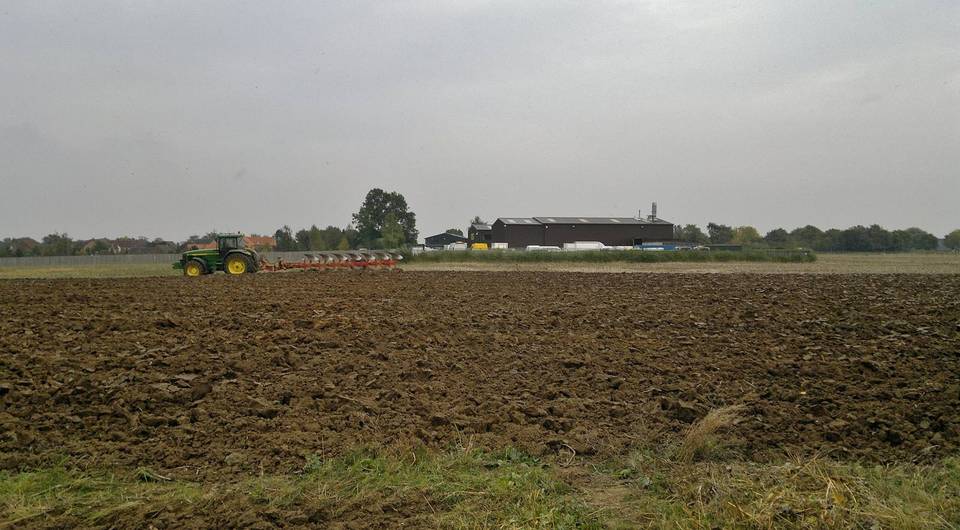 The right of way goes straight across these new furrows!